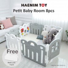 Haenim (Korea) Baby Play Yard Petit 8 Panels White Grey + Foldable Play Mat